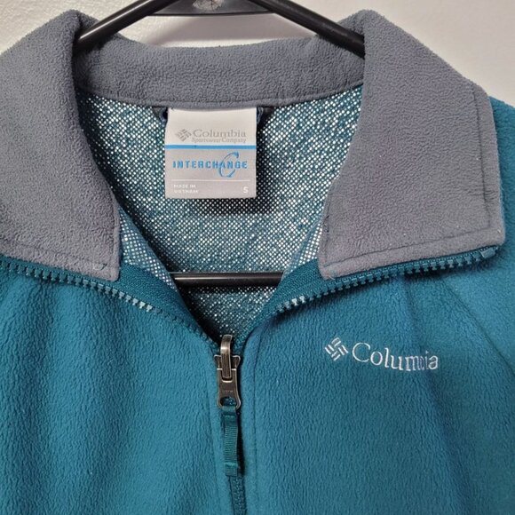 Columbia Fleece Zip Up Teal Blue Green Collar Girls Size Small Childrens School - Picture 4 of 9